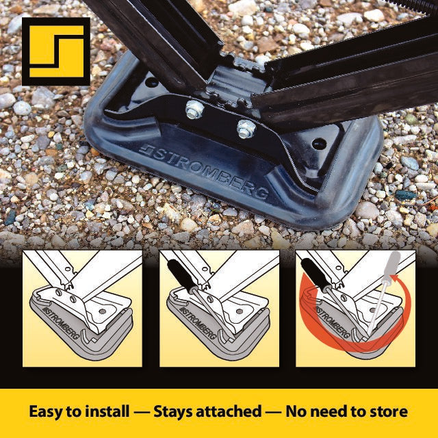 Scissor Jack Shoe Installation Steps on Gravel - Easy Clip-On Design Diagram | United RV Parts