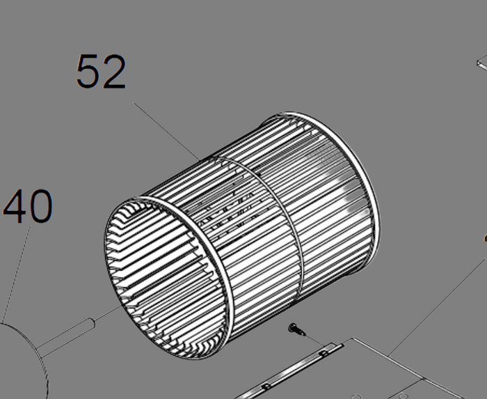 Suburban Furnace Blower Wheel 521233 - Technical Drawing Diagram | United RV Parts