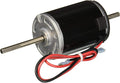 Black Suburban 12V RV Furnace Motor 233004 with Dual Shaft and Wiring - Angle View | United RV Parts