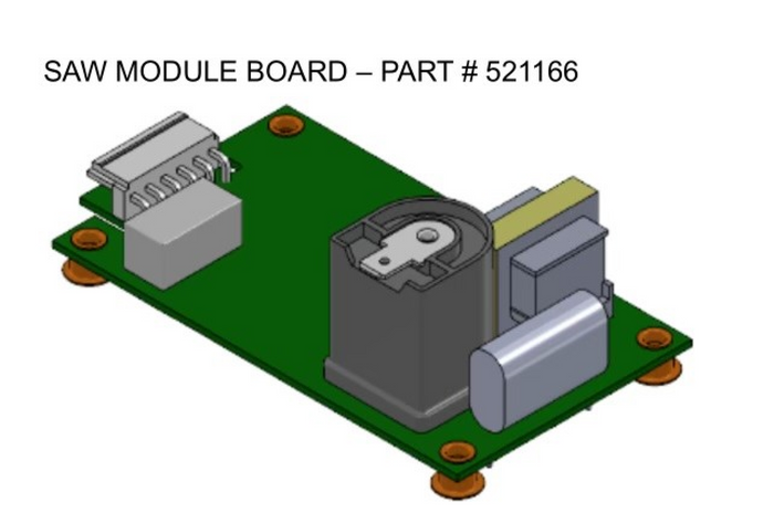 SAW Module Board Part 521166 - 3D Technical Diagram | United RV Parts