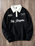 Sudadera Negra con Cuello Blanco de Botones Talla L