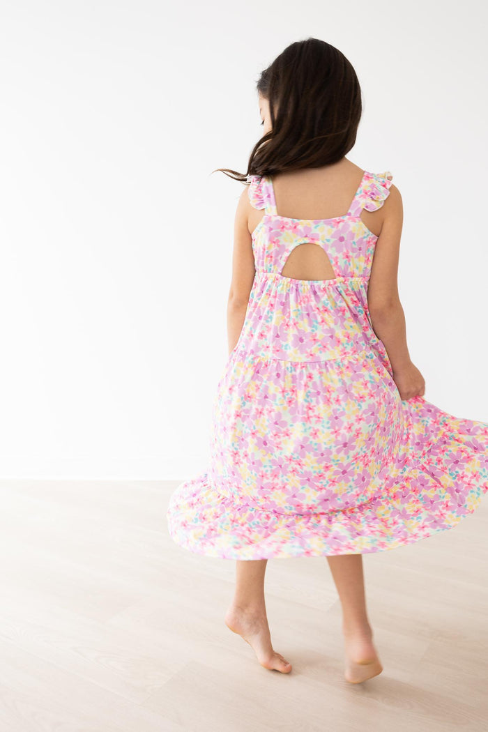 (S) Summer Watercolor Floral Ruffle Maxi Dress-Mila & Rose ®