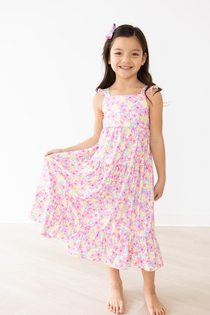 (S) Summer Watercolor Floral Ruffle Maxi Dress-Mila & Rose ®