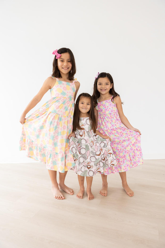 (S) Summer Watercolor Floral Ruffle Maxi Dress-Mila & Rose ®