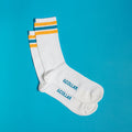 White with Yellow/Blue Stripes / 1