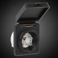 Black 30 Amp RV Power Inlet 30ABKINLET - Cover Open Front View Showing Twist-Lock Receptacle | United RV Parts