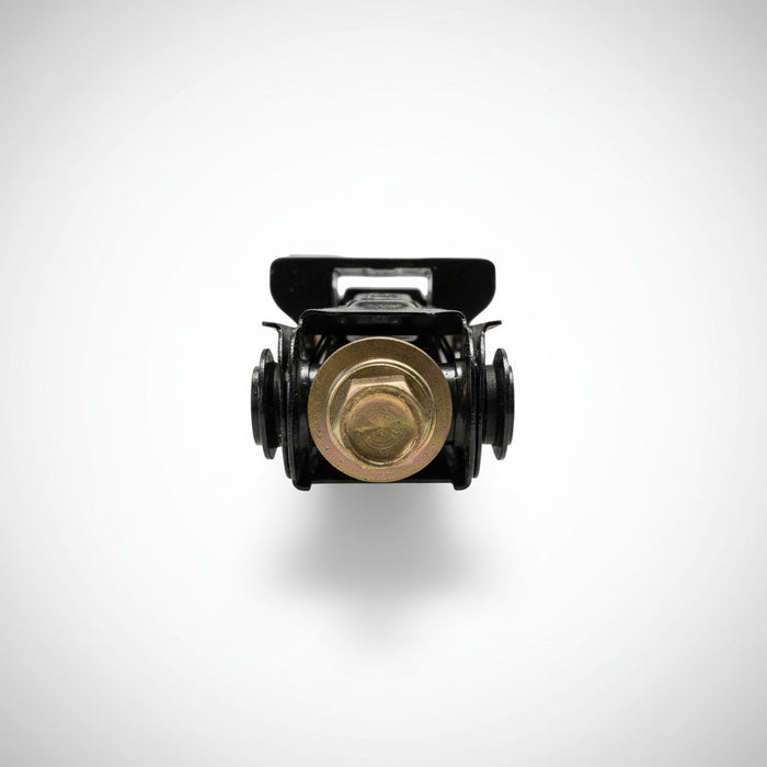 Black RV Scissor Jack SP-SCISJACK24-2500 Drive Nut Close-Up - Brass Hex Fitting Detail | United RV Parts