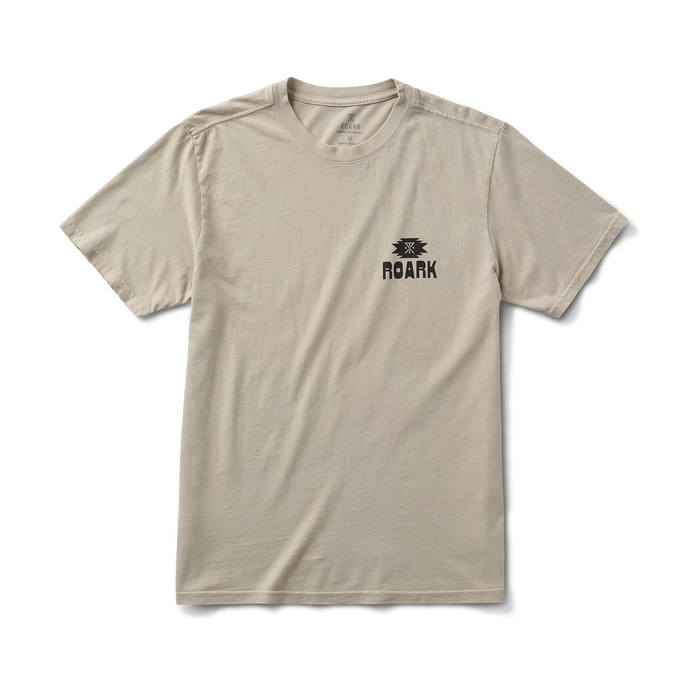 Active shirt featuring distinct graphics and Roark logo on the sleeve, designed for adventure and travel.