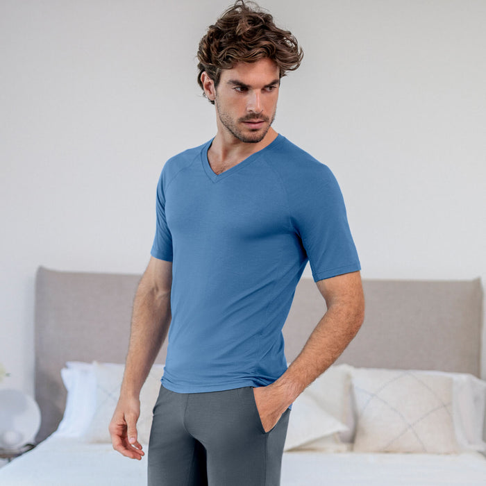 V-neck t-shirt men || Sky blue