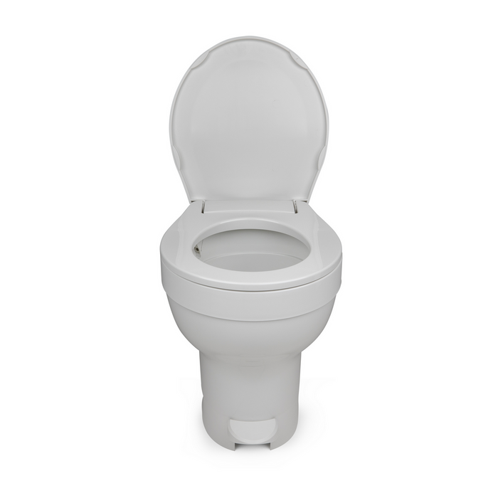 White RV Toilet Bowl with Open Lid - Top Down View | United RV Parts