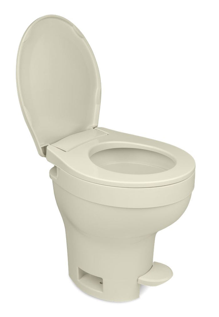 Parchment Thetford Foot Flush RV Toilet 31836 - Side Profile View | United RV Parts