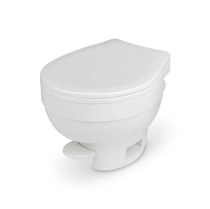 White Thetford Aqua-Magic VI Low Profile RV Toilet 31833 - Side View | United RV Parts