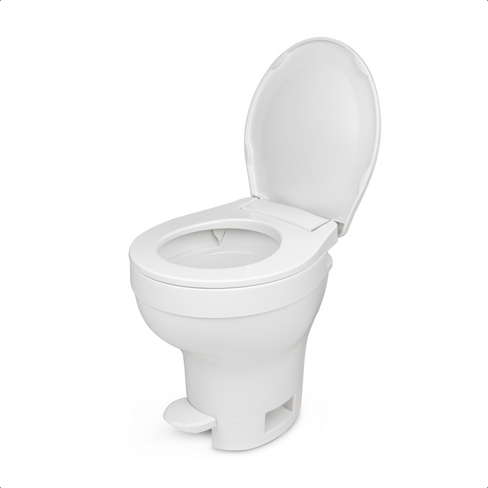 White Thetford Aqua-Magic VI RV Toilet with Foot Flush - Open View | United RV Parts