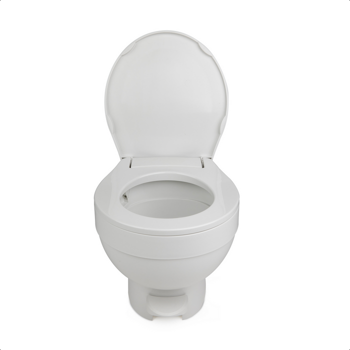 White Thetford Aqua-Magic VI RV Toilet with Foot Flush - Bottom View | United RV Parts