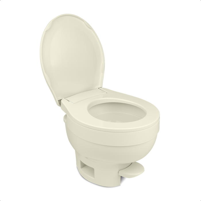 Parchment Thetford Aqua-Magic VI Low RV Toilet - Side Angle | United RV Parts
