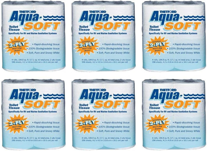 Thetford Aqua-Soft 2-Ply RV Toilet Tissue 6-Pack - Front View | United RV Parts