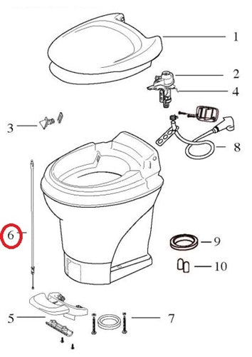 Thetford Aqua Magic V Toilet Parts Diagram - Cable Location Detail | United RV Parts