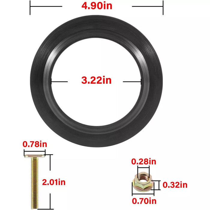 Black Rubber Toilet Floor Seal - Dimensional Diagram | United RV Parts