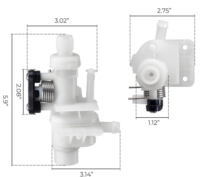 Thetford RV Toilet Valve 31113 Dimensions - Technical Drawing | United RV Parts