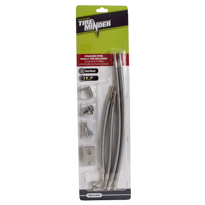 TireMinder Braided Steel Valve Extender Kit TM22310VP - Product Packaging | United RV Parts