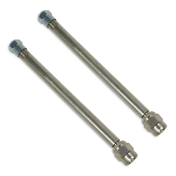 TireMinder 4-Inch Straight Metal RV Valve Extenders 2-Pack - Angled View | United RV Parts