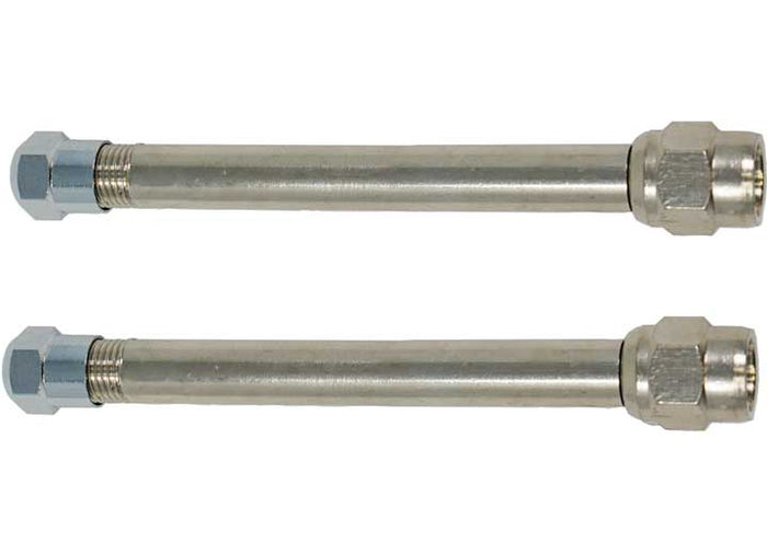 Silver Metal TireMinder 3-Inch Straight Valve Extenders 2-Pack - Side View | United RV Parts