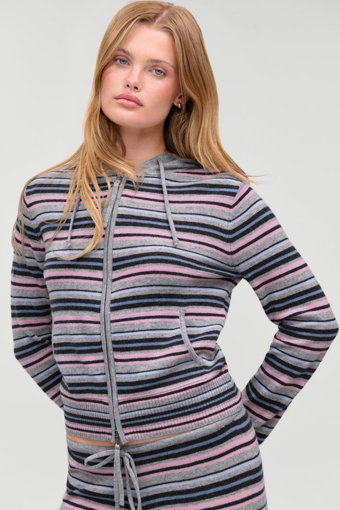 Topanga Cashmere Zip Up Hoodie - Rain Puddle