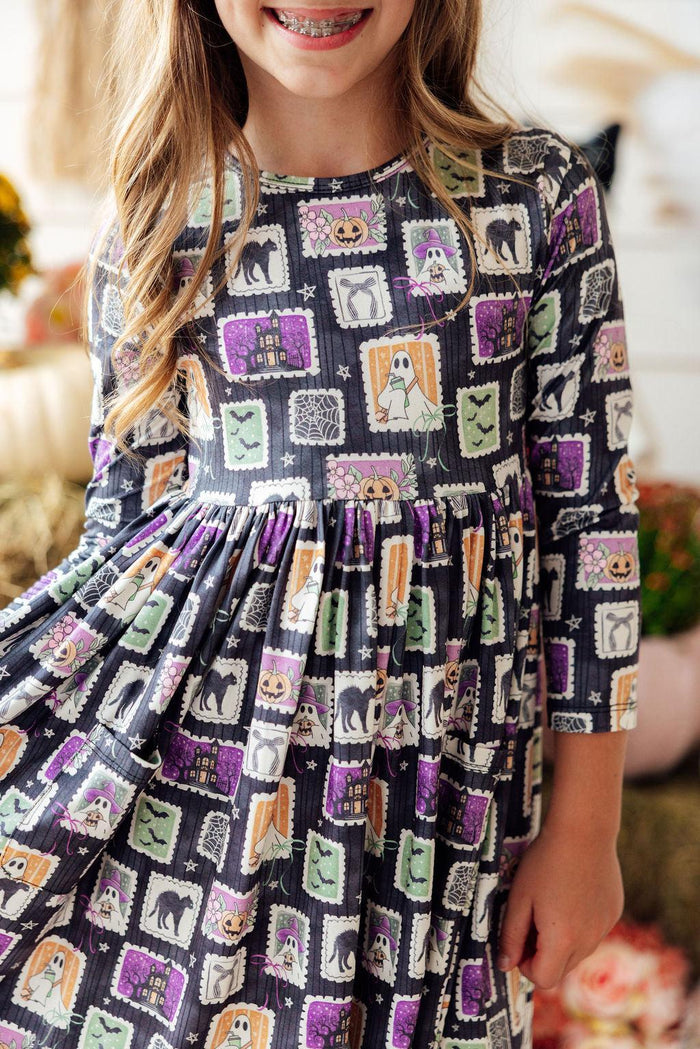 Trick or Treat L/S Pocket Twirl Dress-Mila & Rose ®