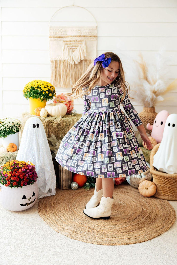 Trick or Treat L/S Pocket Twirl Dress-Mila & Rose ®