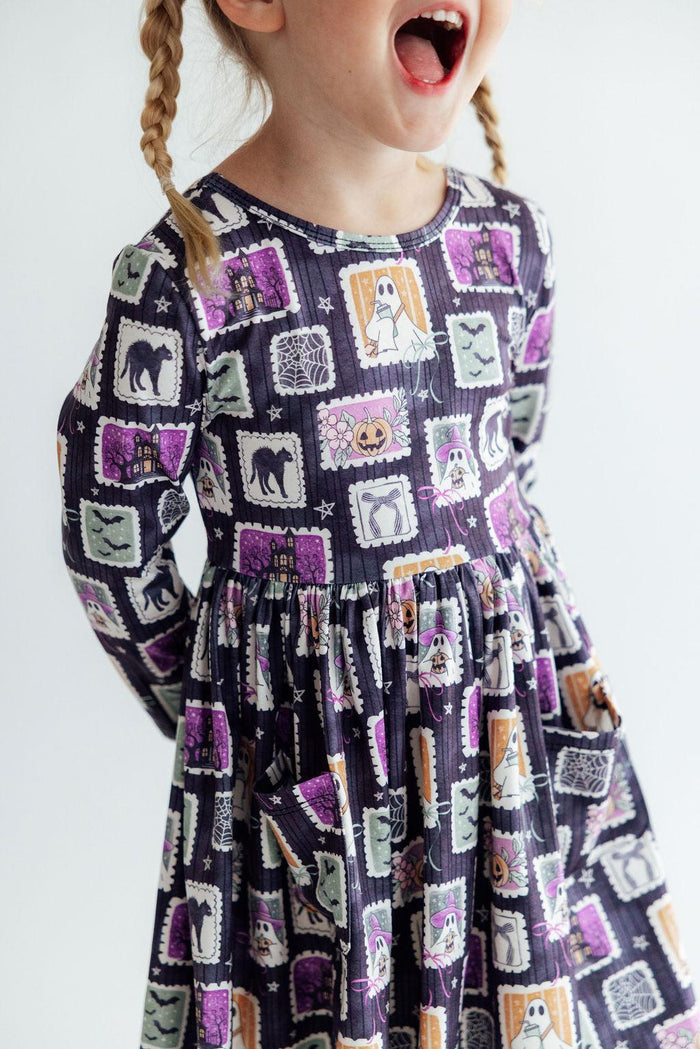 Trick or Treat L/S Pocket Twirl Dress-Mila & Rose ®