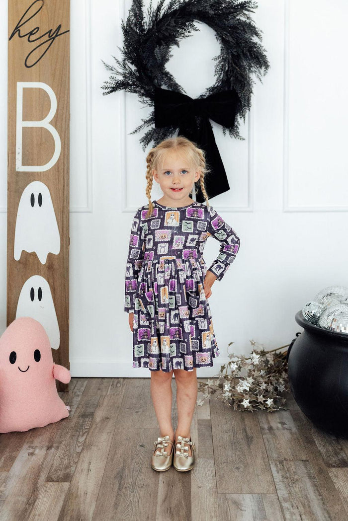 Trick or Treat L/S Pocket Twirl Dress-Mila & Rose ®