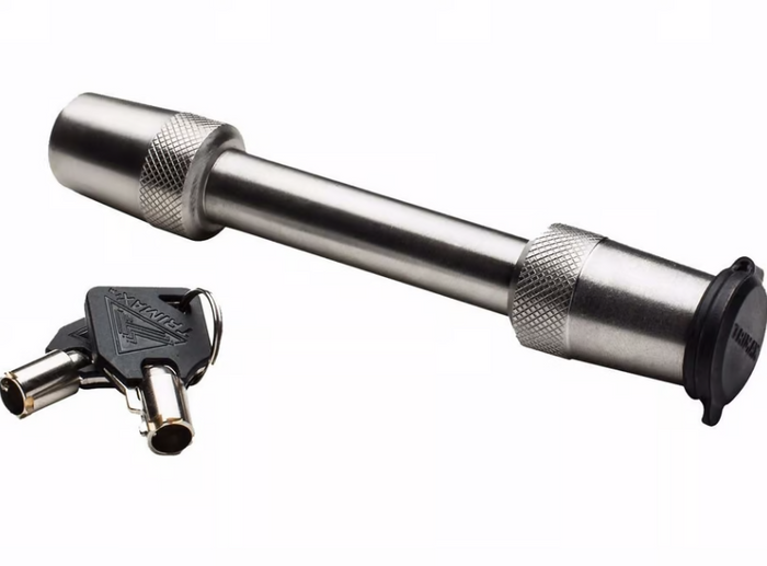 Stainless Steel Trimax SXT5 Receiver Lock With Keys - Angled Detail | United RV Parts