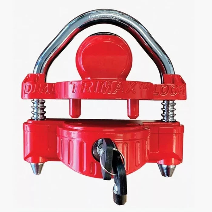 Red Steel Trimax UMAX25 Universal Trailer Coupler Lock - Front View | United RV Parts