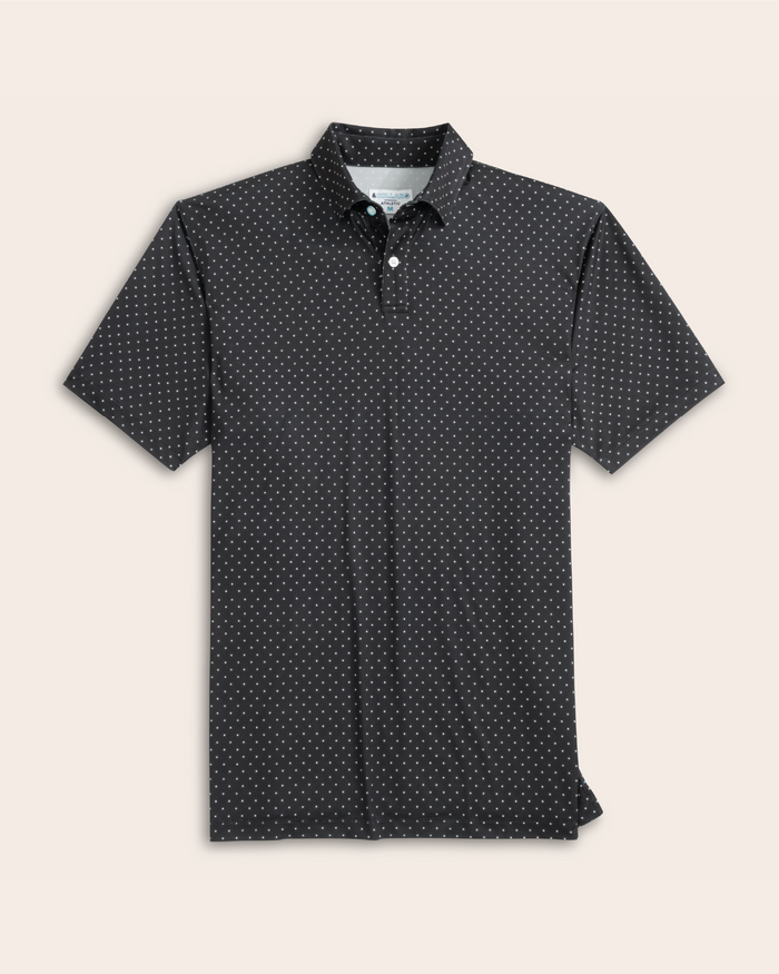 Black with white polka dots short sleeve polo shirt