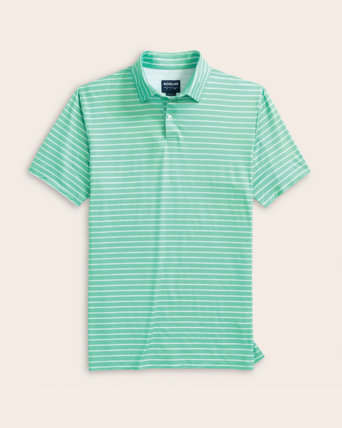 Tropic Polo - Mint Green w/ White Stripes