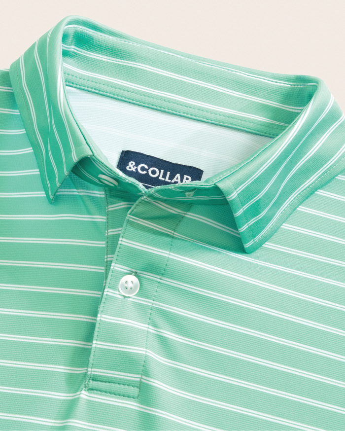 Tropic Polo - Mint Green w/ White Stripes