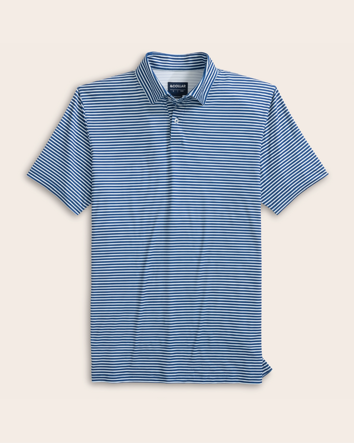 Tropic Polo - Navy w/ Light Blue and White Stripes