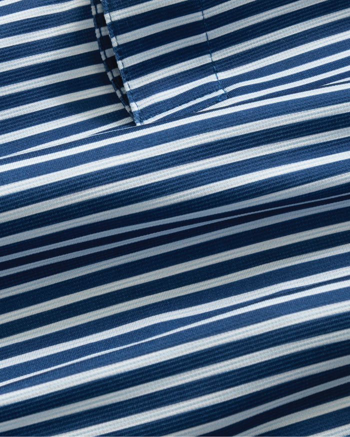 Tropic Polo - Navy w/ Light Blue and White Stripes
