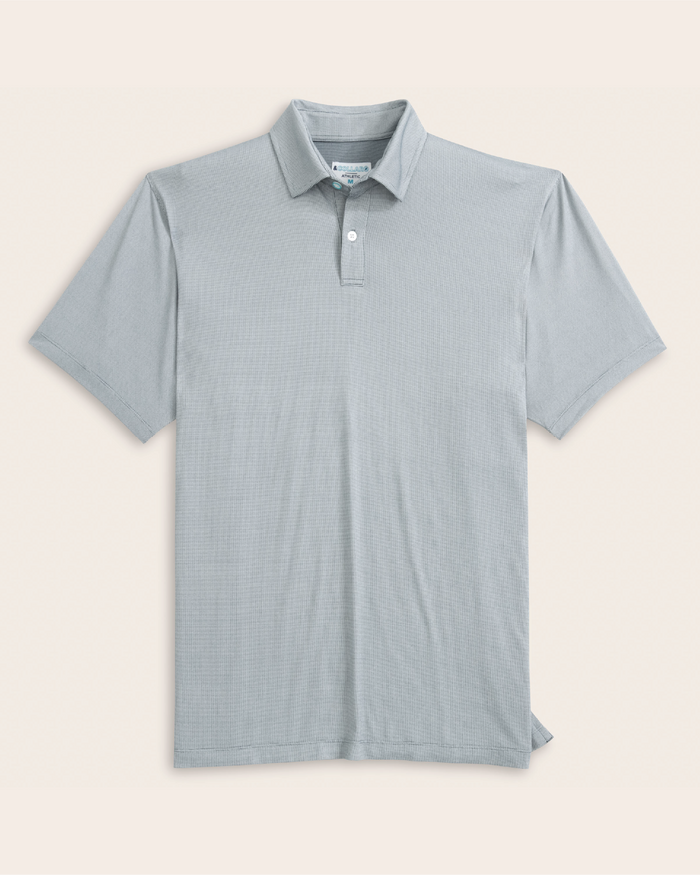 Steel gray short sleeve polo shirt on a white background