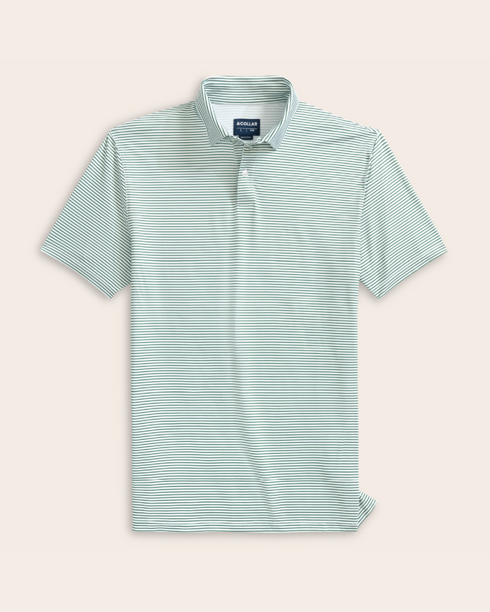 Tropic Polo - White and Green Stripes