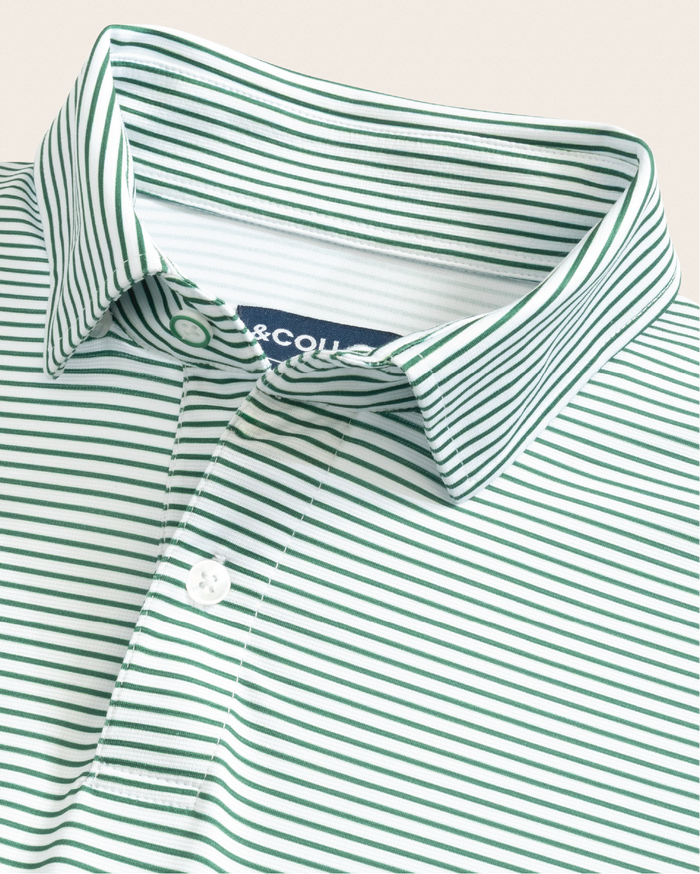 Tropic Polo - White and Green Stripes