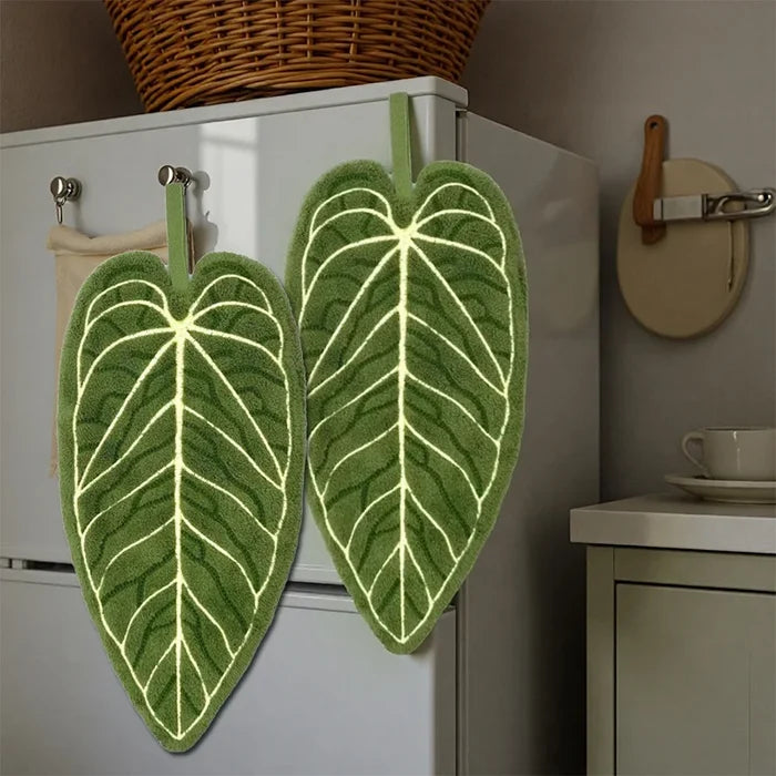 Tropical Leaf Design Hand Towel with Hanging Loop