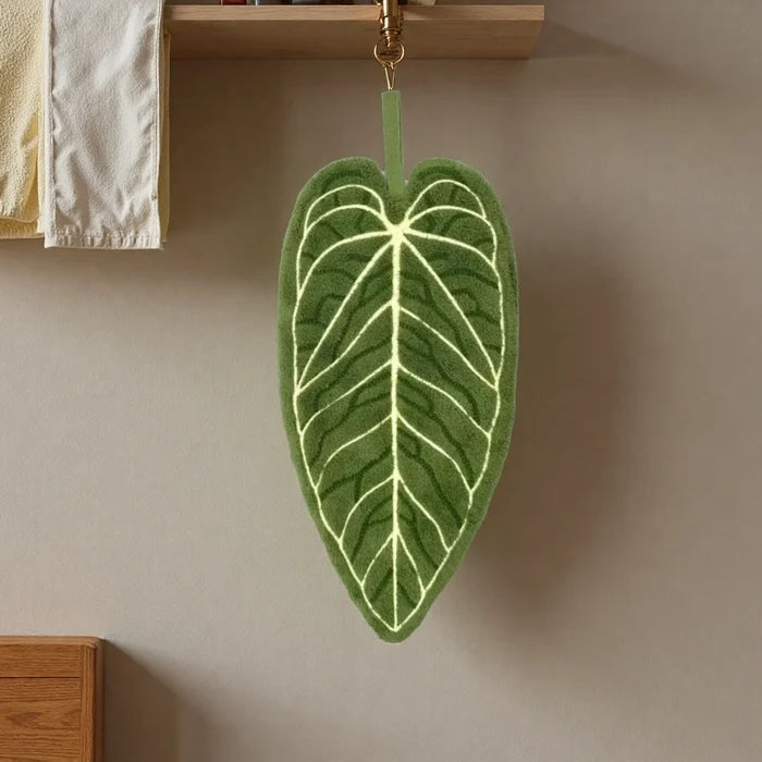 Tropical Leaf Design Hand Towel with Hanging Loop