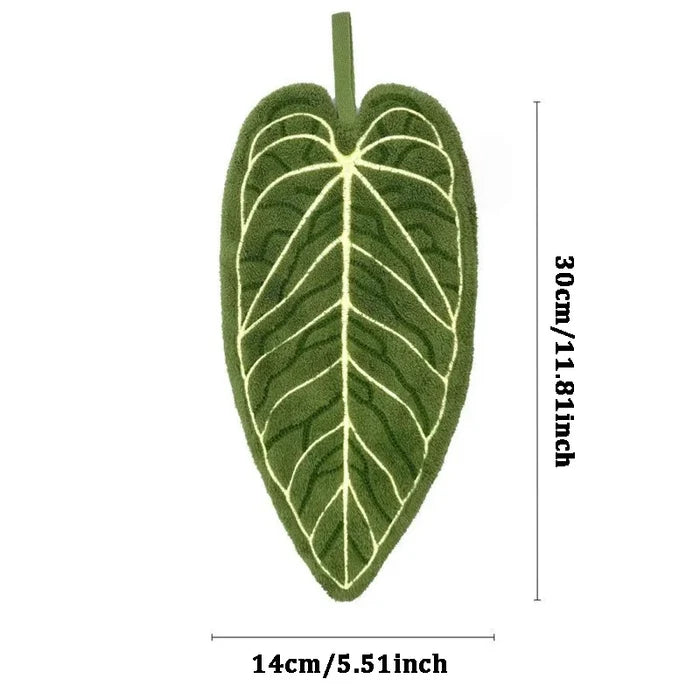 Tropical Leaf Design Hand Towel with Hanging Loop