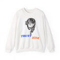 Trust Him Crewneck Sweatshirt — Jesus Head Graphic Faith Pullover