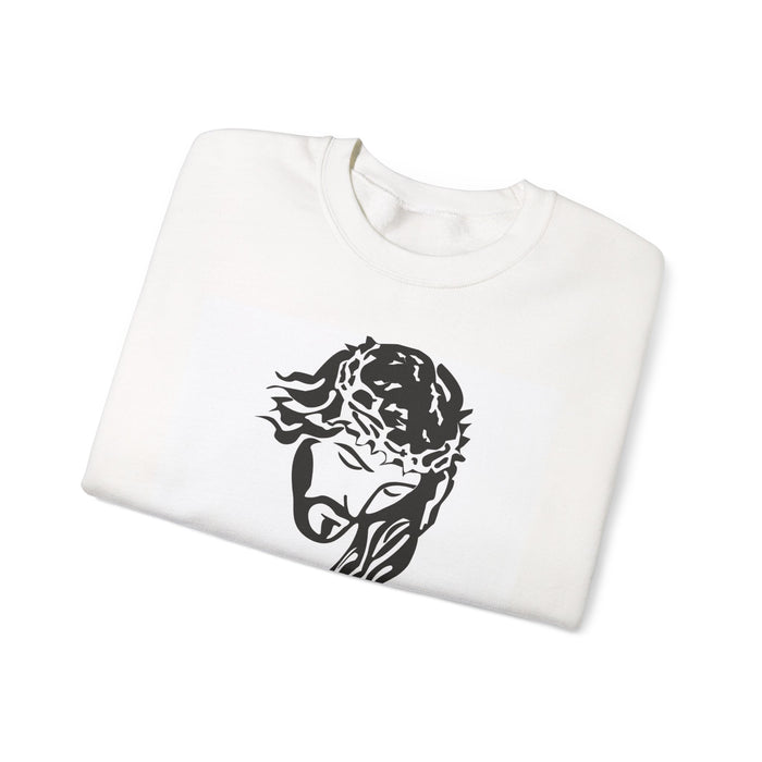 Trust Him Crewneck Sweatshirt — Jesus Head Graphic Faith Pullover