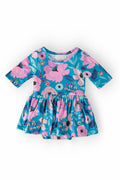 Twirling in Teal 3/4 Sleeve Twirl Bodysuit-Mila & Rose ®