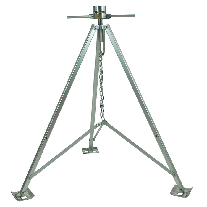 Silver Aluminum Fifth Wheel King Pin Stabilizer Jack Stand - Full Front View | United RV Parts