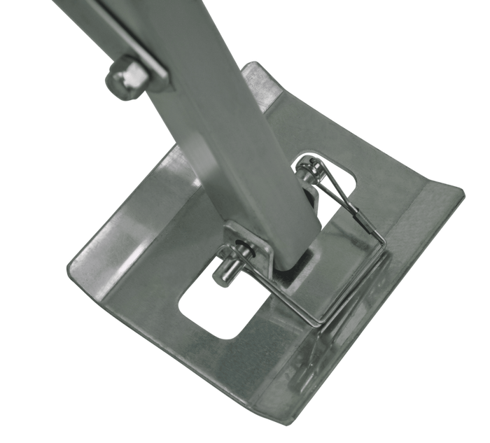 King Pin Stabilizer Aluminum Foot Pad and Locking Pin Detail - Close-Up | United RV Parts