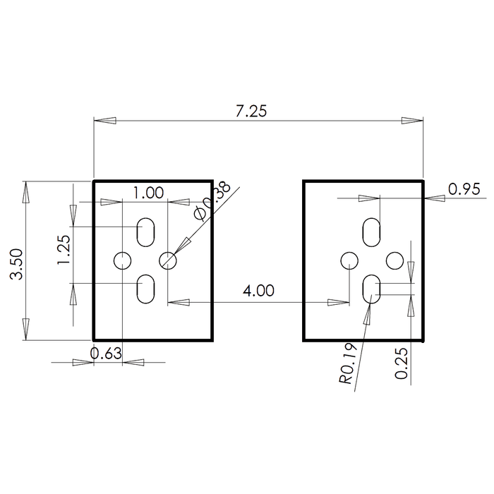 Ultra-Fab Scissor Jack 48-979006 Mounting Plate Technical Drawing - Hole Pattern Detail | United RV Parts